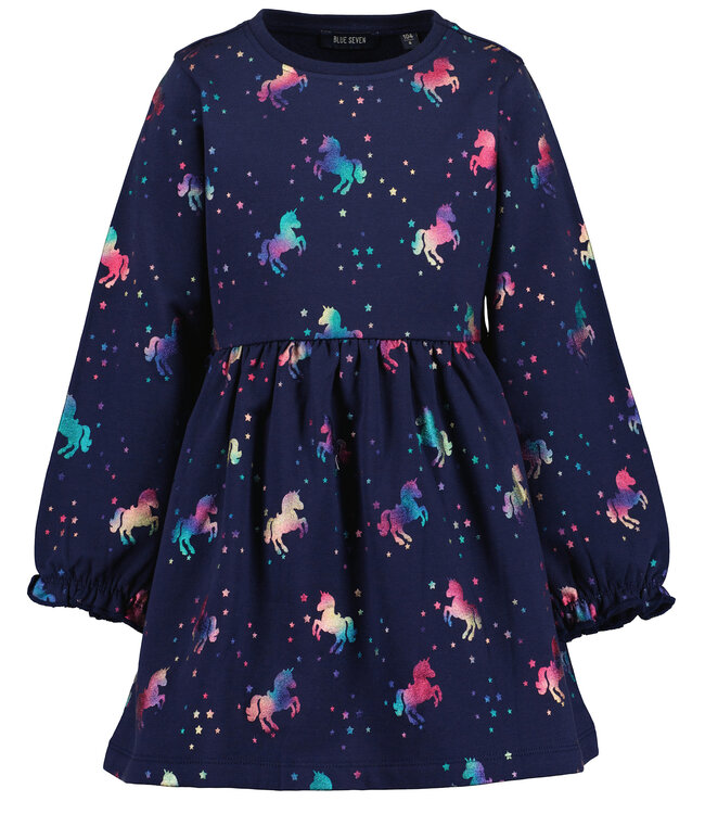 Blue Seven Jurk Unicorn donkerblauw