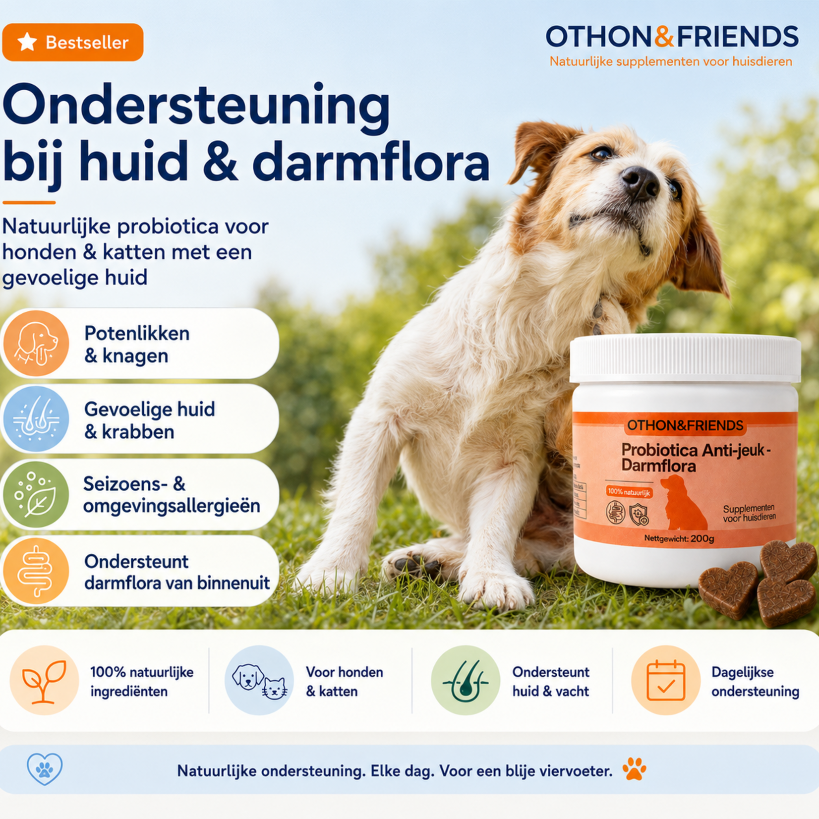 OTHON&FRIENDS Probiotiques à mâcher pour chiens et chats - 100 pièces