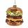 kerstornament dubbele cheeseburger 3D glas