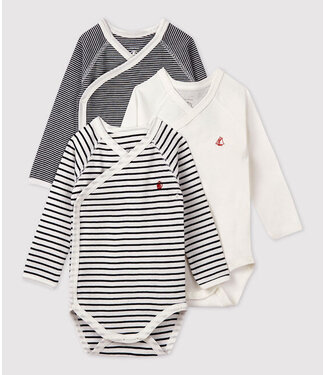 Petit Bateau 3PACK VAN BABYROMPERTJES MET LANGE MOUWEN