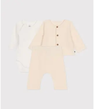 Petit Bateau DRIEDELIGE BABYPYJAMA VAN BADSTOF