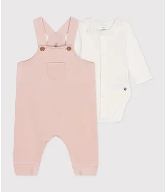 Petit Bateau BABYSETJE MET SALOPETTE VAN VELOURS