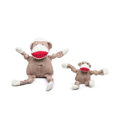 HuggleHounds Stuey Sock Monkey Knottie , stevig duurzaam speelgoed