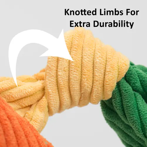 HuggleHounds Rainbow Elephant Knottie, stevig duurzaam speelgoed