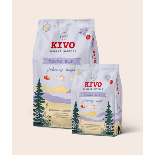 KIVO Verse Kip, koudgeperste glutenvrije brokken voor PUPPY'S