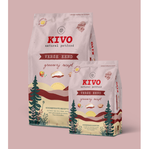 KIVO Verse eend, koudgeperste glutenvrije en graanvrije brokken