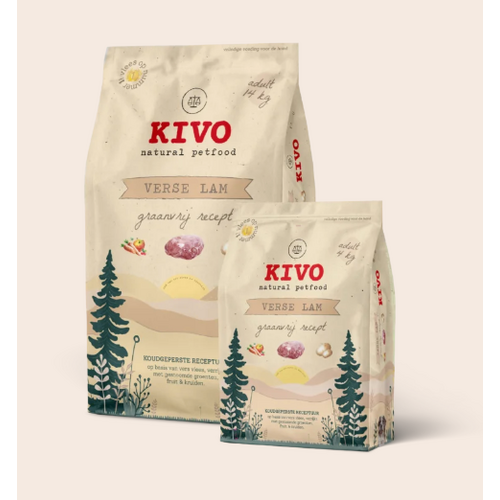 KIVO Gedroogde Lam, koudgeperste glutenvrij en graanvrije koudgeperste brokken