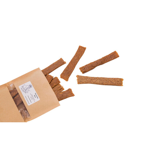 Bosse en Toos Vleesstrips Haas, snack voor tussendoor Bosse en Toos Vleesstrips Haas, snack voor tussendoor