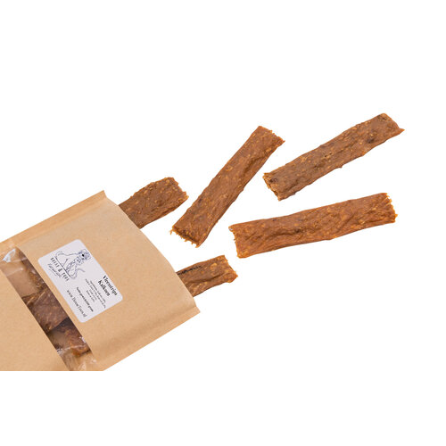 Bosse en Toos Vleesstrips Kalkoen, snack voor tussendoor Bosse en Toos Vleesstrips Kalkoen, snack voor tussendoor