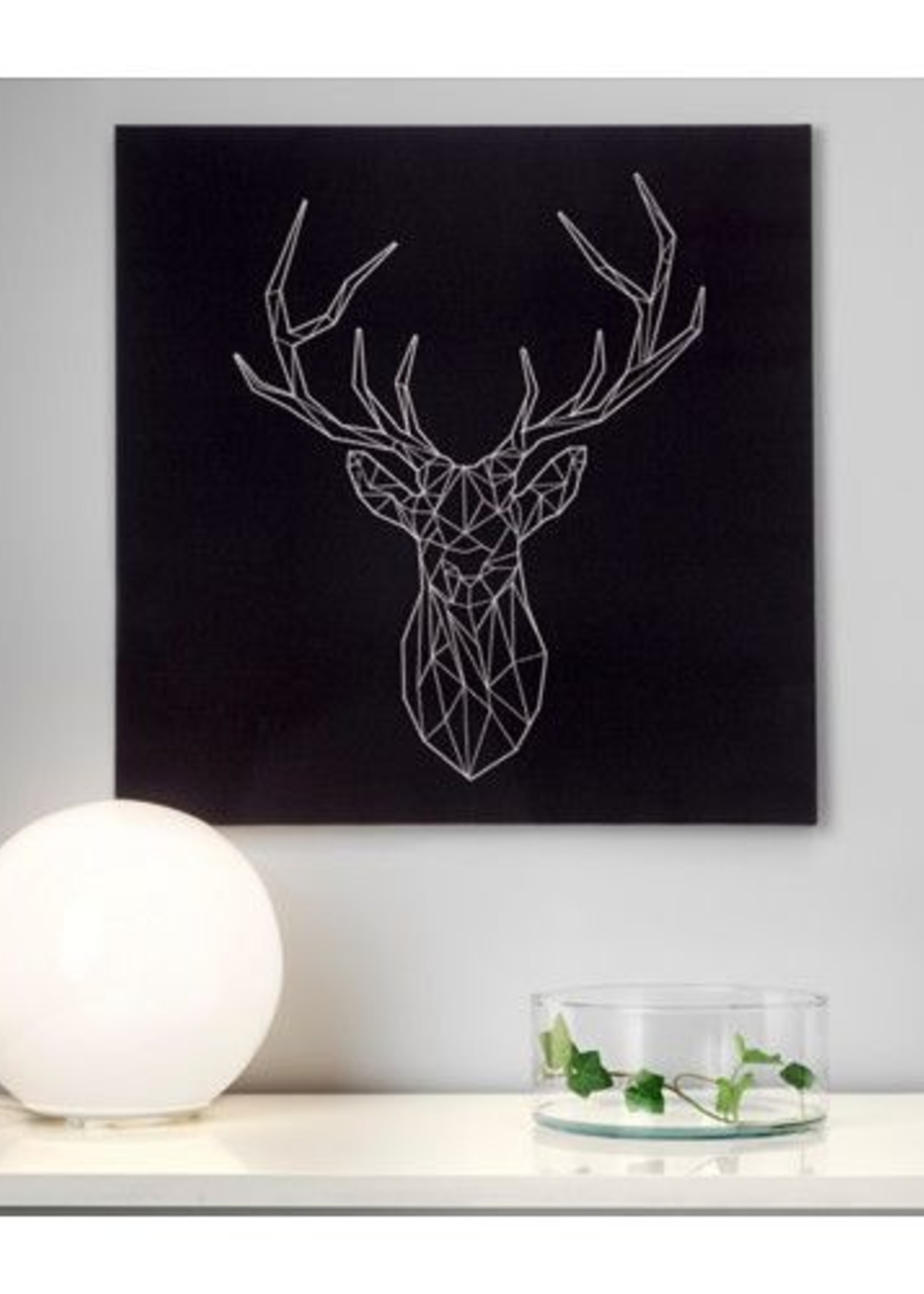 Black and white canvas of a deer