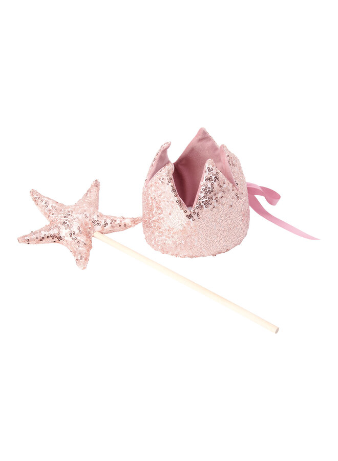 Kronen- und Zauberstab-Set Charlotte – Dawn Pink