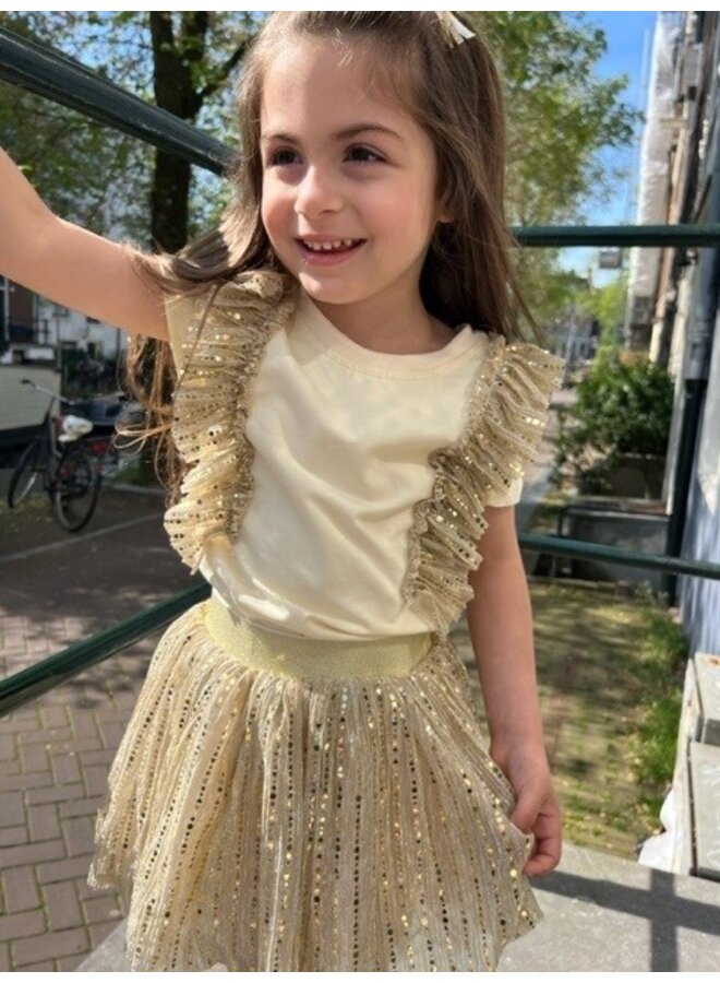 gold ruffle top