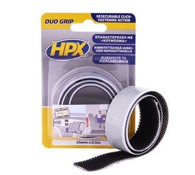 HPX HPX Duo Grip Hersluitbare Klikbevestiging 25mm x 0,50m HPX HPX Duo Grip Hersluitbare Klikbevestiging 25mm x 0,50m