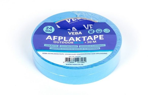 Veba VEBA afplaktape outdoor blue 24mmx50m Veba VEBA afplaktape outdoor blue 24mmx50m