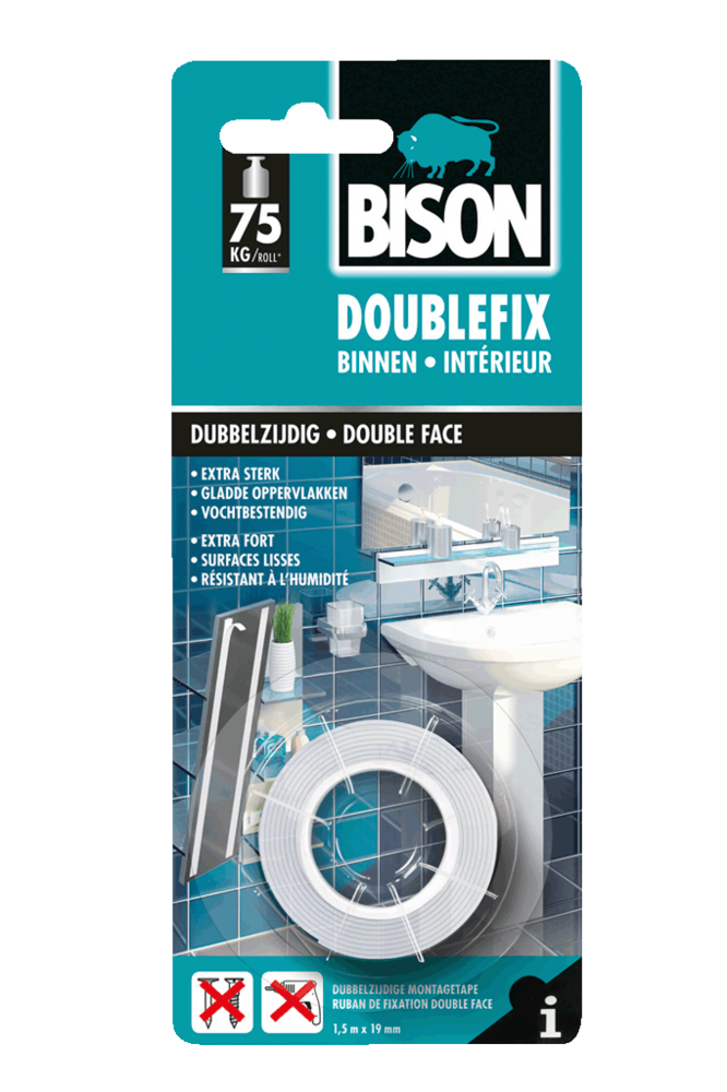 Bison Bison Doublefix Binnen Rol 1,5m x 19mm