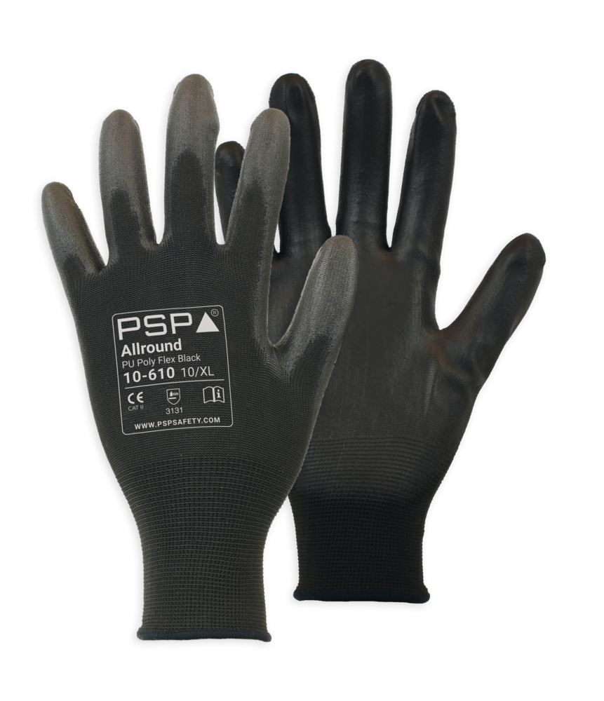 PSP PSP 10-610 PU Poly Flex Black Werkhandschoen - 12 paar PSP PSP 10-610 PU Poly Flex Black Werkhandschoen - 12 paar