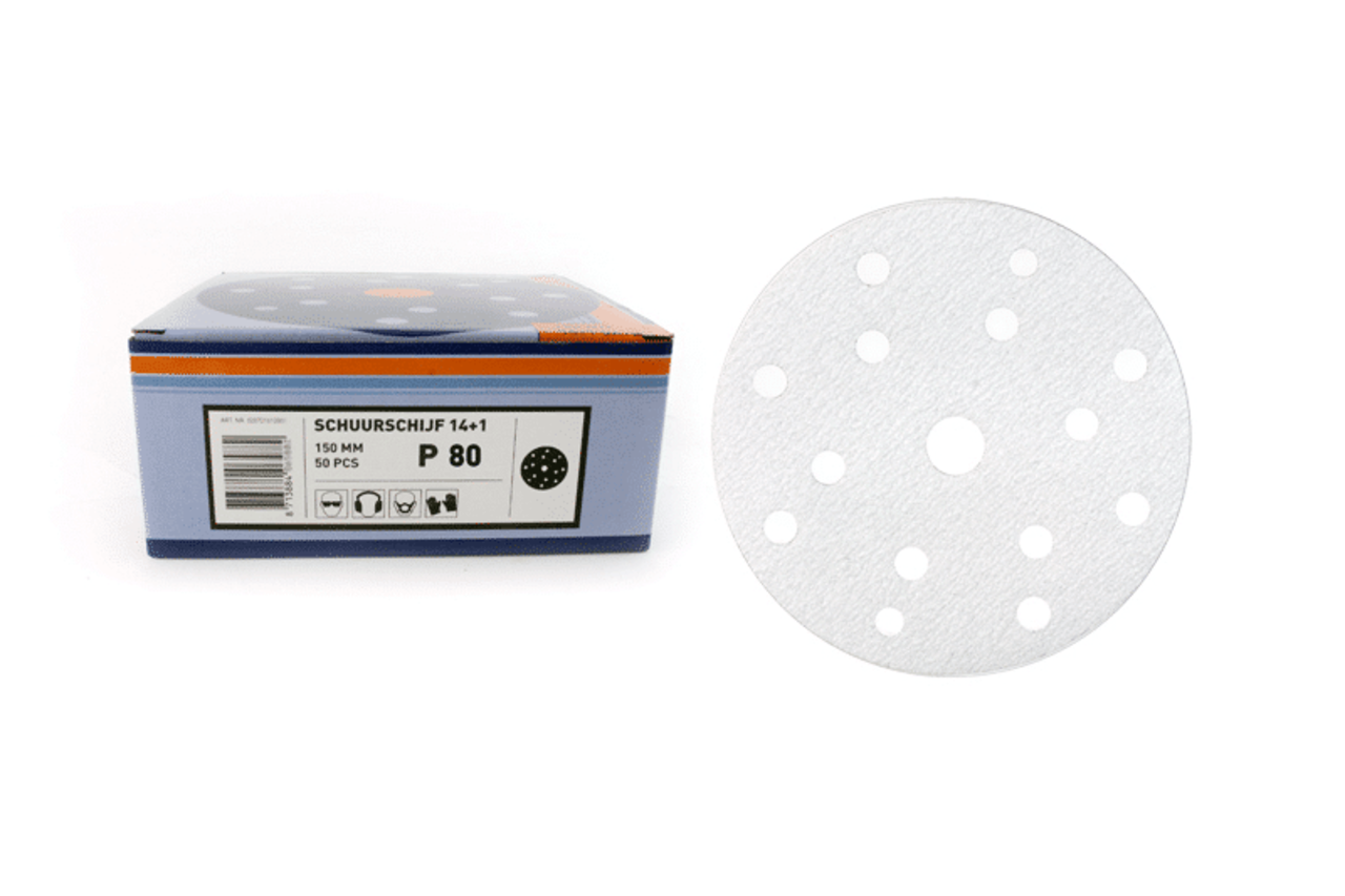 Veba Veba Schuurschijf Klitteband 150mm 14+1 Gat - 50 Stuks Veba Veba Schuurschijf Klitteband 150mm 14+1 Gat - 50 Stuks