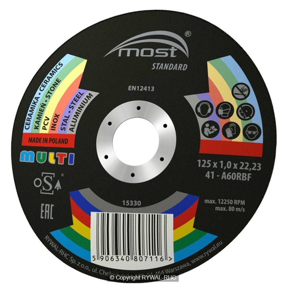 MOST Most doorslijpschijf standaard multi 125 x 1.0 x 22.23 MOST Most doorslijpschijf standaard multi 125 x 1.0 x 22.23