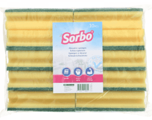 Sorbo Sorbo Schuursponzen met handgreep 10st Sorbo Sorbo Schuursponzen met handgreep 10st