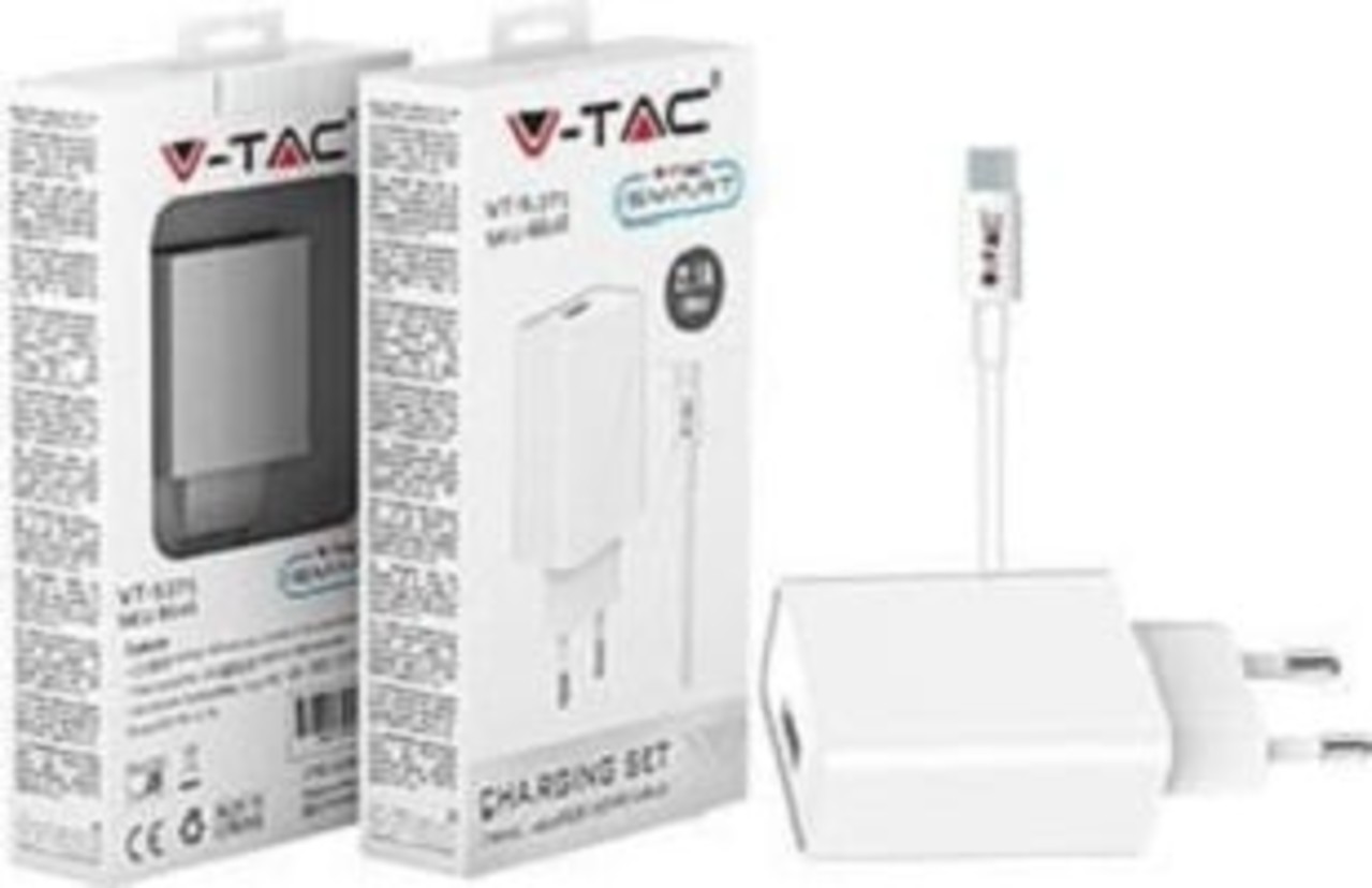 V-tac V-TAC micro-USB lader 2.1A wit V-tac V-TAC micro-USB lader 2.1A wit