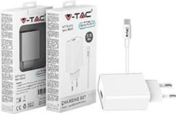 V-tac V-TAC micro-USB lader 2.1A wit V-tac V-TAC micro-USB lader 2.1A wit