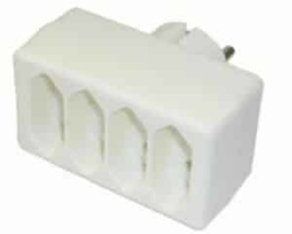 Vierwegstekker Euro Wit Vierwegstekker Euro Wit