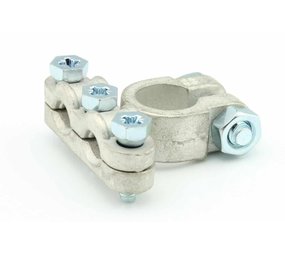 Ripca Ripca Accuklem met 3 bouten voor 2 kabels +/- Ripca Ripca Accuklem met 3 bouten voor 2 kabels +/-