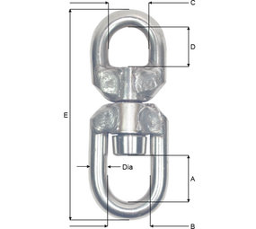 Blue Line BMM Wartel RVS met vaste ogen Blue Line BMM Wartel RVS met vaste ogen