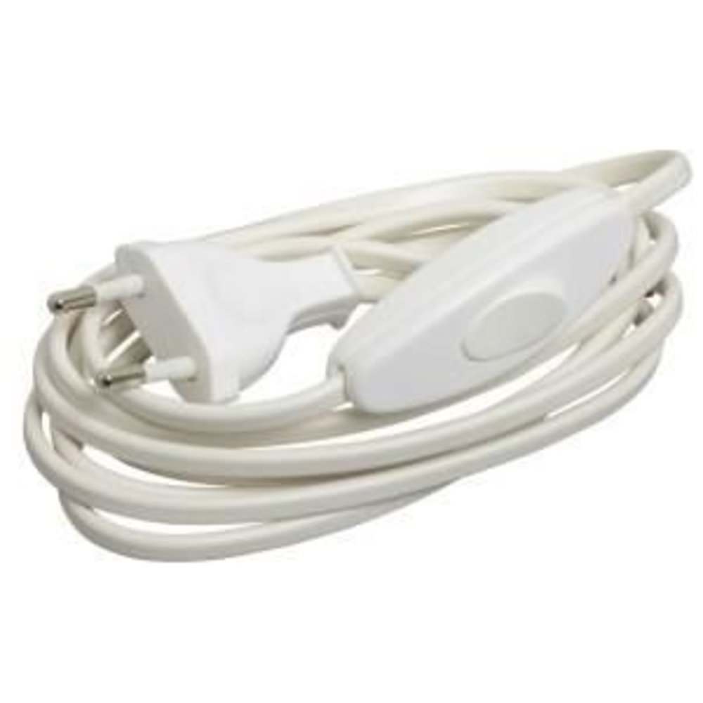 Eurosnoer 2X0,75Qmm met schakelaar wit 2 meter