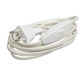Eurosnoer 2X0,75Qmm met schakelaar wit 2 meter