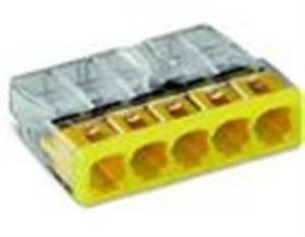 Wago Wago Lasklem 5x0.5-2.2mm trans/geel - per stuk Wago Wago Lasklem 5x0.5-2.2mm trans/geel - per stuk