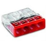 Wago Wago Lasklem 4x0.5-2.5mm trans/rood - per stuk Wago Wago Lasklem 4x0.5-2.5mm trans/rood - per stuk
