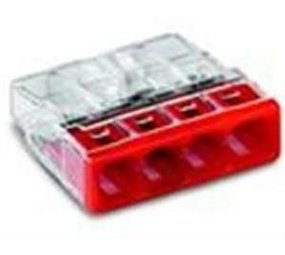 Wago Wago Lasklem 4x0.5-2.5mm trans/rood - per stuk Wago Wago Lasklem 4x0.5-2.5mm trans/rood - per stuk