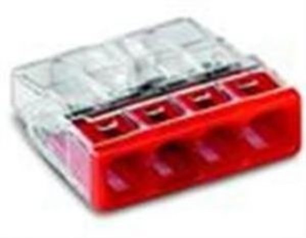 Wago Wago Lasklem 4x0.5-2.5mm trans/rood - per stuk Wago Wago Lasklem 4x0.5-2.5mm trans/rood - per stuk