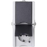 Kopp ProAQA – wandcontactdoos 2V RA deksel IP44 verticaal grijs bedraad Kopp ProAQA – wandcontactdoos 2V RA deksel IP44 verticaal grijs bedraad