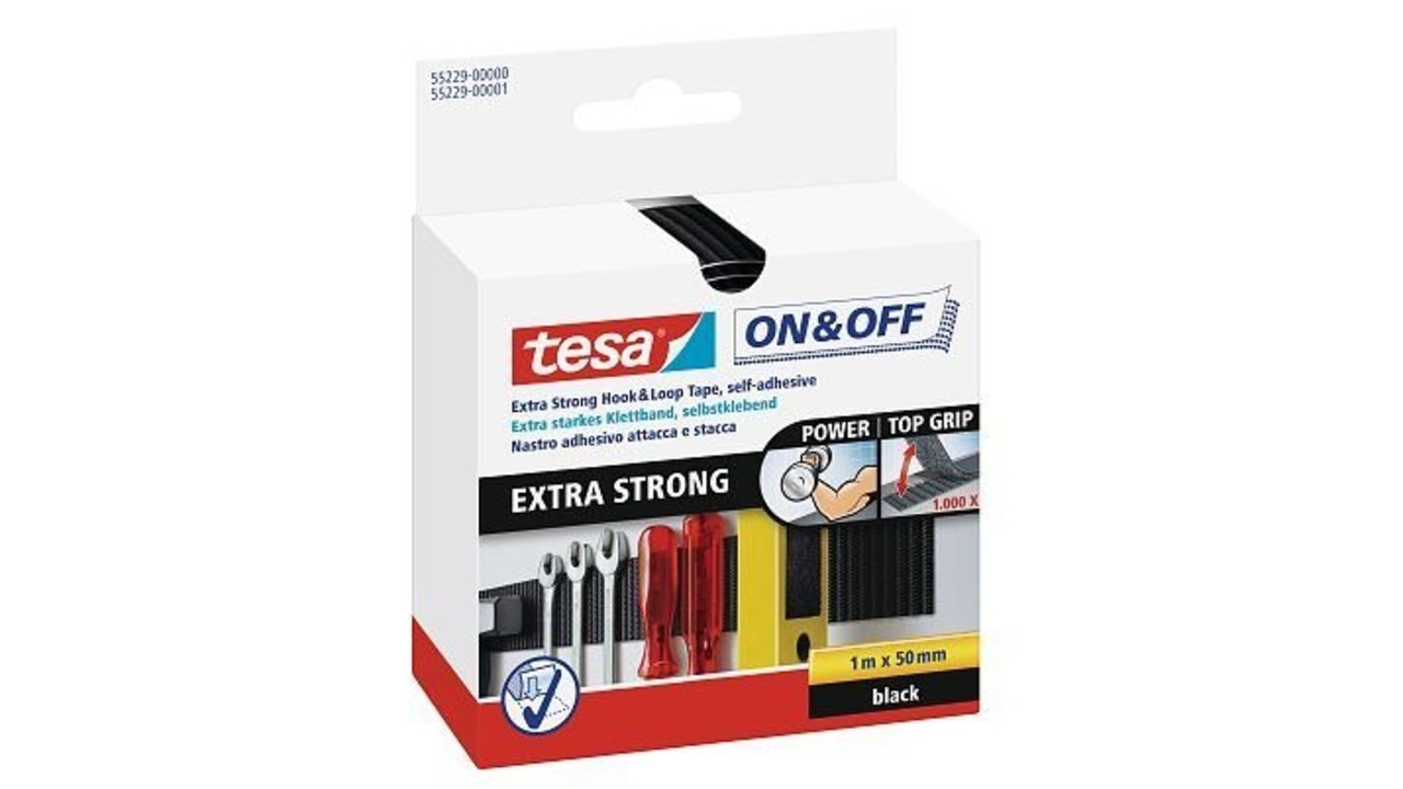 Tesa Tesa sterk klittenband 1mx50mm -zwart Tesa Tesa sterk klittenband 1mx50mm -zwart