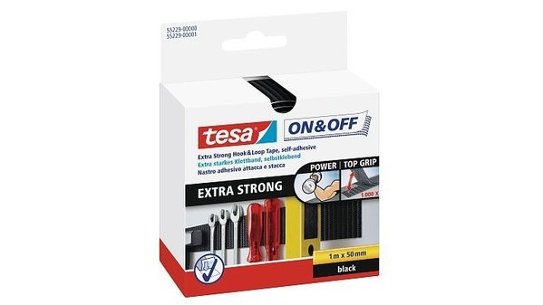 Tesa Tesa sterk klittenband 1mx50mm -zwart Tesa Tesa sterk klittenband 1mx50mm -zwart
