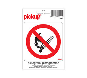 Pickup Pickup Pictogram 10x10 cm - Vuur open vlam Verboden Pickup Pickup Pictogram 10x10 cm - Vuur open vlam Verboden