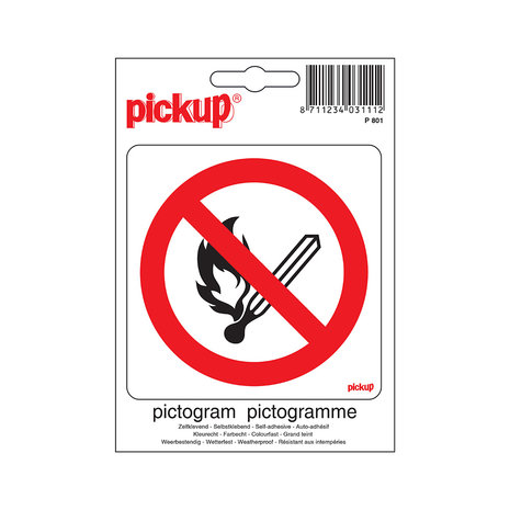 Pickup Pickup Pictogram 10x10 cm - Vuur open vlam Verboden Pickup Pickup Pictogram 10x10 cm - Vuur open vlam Verboden