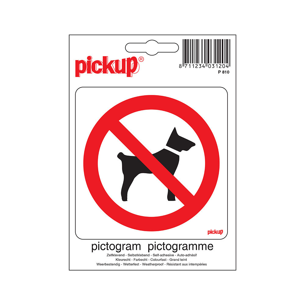 Pickup Pickup Pictogram 10x10 cm - Verboden voor honden Pickup Pickup Pictogram 10x10 cm - Verboden voor honden