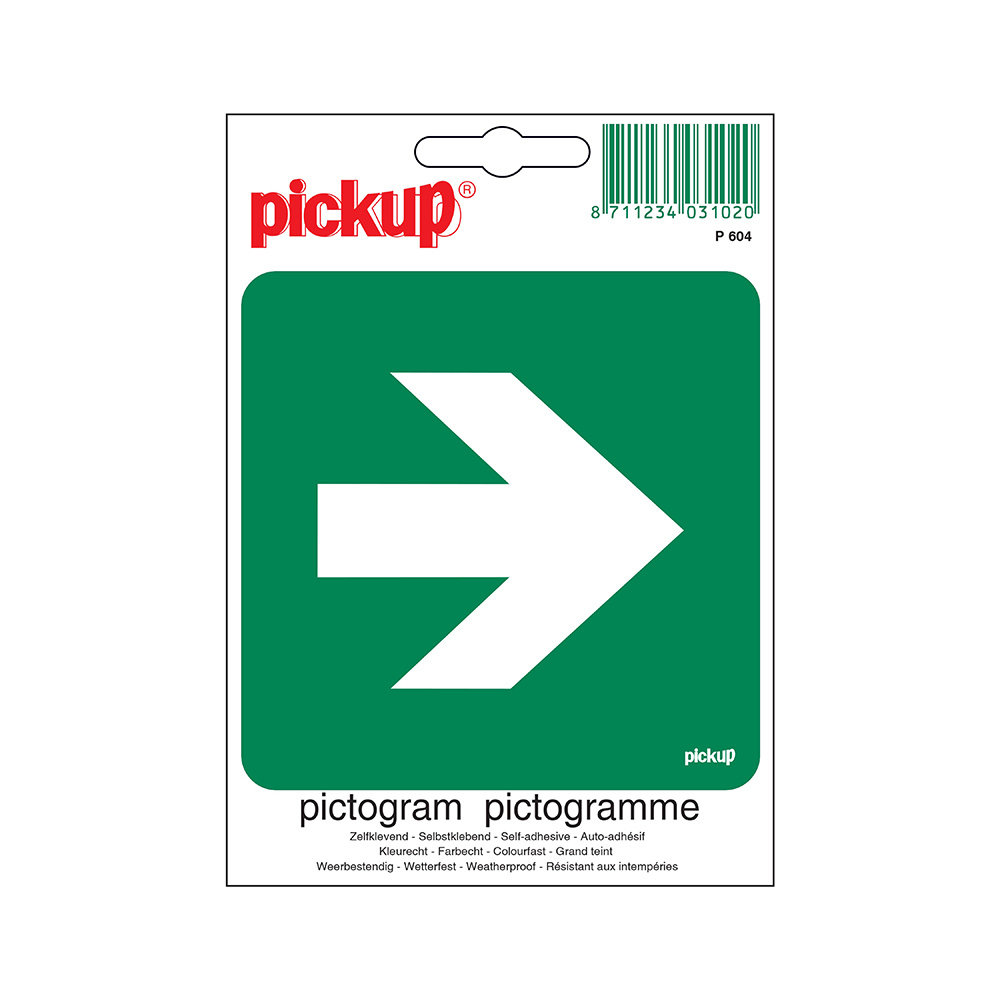 Pickup Pickup Pictogram 10x10 cm - Vluchtweg recht Pickup Pickup Pictogram 10x10 cm - Vluchtweg recht