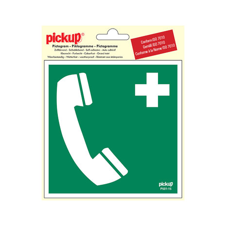 Pickup Pickup Pictogram 15x15 cm - Telefoon voor redding 1e hulp - conform ISO 7010 Pickup Pickup Pictogram 15x15 cm - Telefoon voor redding 1e hulp - conform ISO 7010