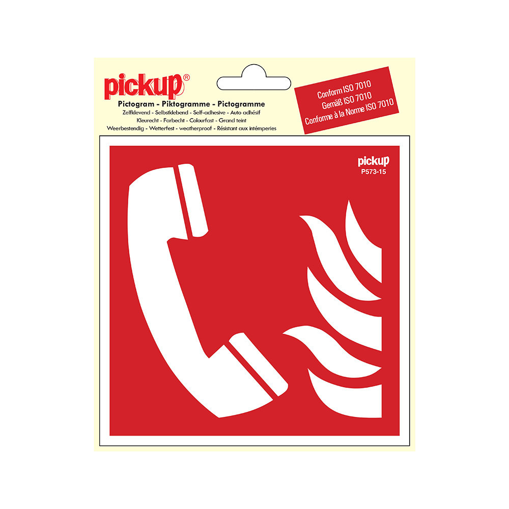 Pickup Pickup Pictogram 15x15 cm - Telefoon voor brandalarm - conform ISO 7010 Pickup Pickup Pictogram 15x15 cm - Telefoon voor brandalarm - conform ISO 7010