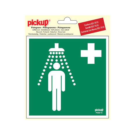 Pickup Pickup Pictogram 15x15 cm - Veiligheidsdouche - conform ISO 7010 Pickup Pickup Pictogram 15x15 cm - Veiligheidsdouche - conform ISO 7010