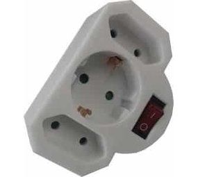 V-tac V-Tac Stekkeradapter 2x euro en 1x met randaarde en schakelaar V-tac V-Tac Stekkeradapter 2x euro en 1x met randaarde en schakelaar