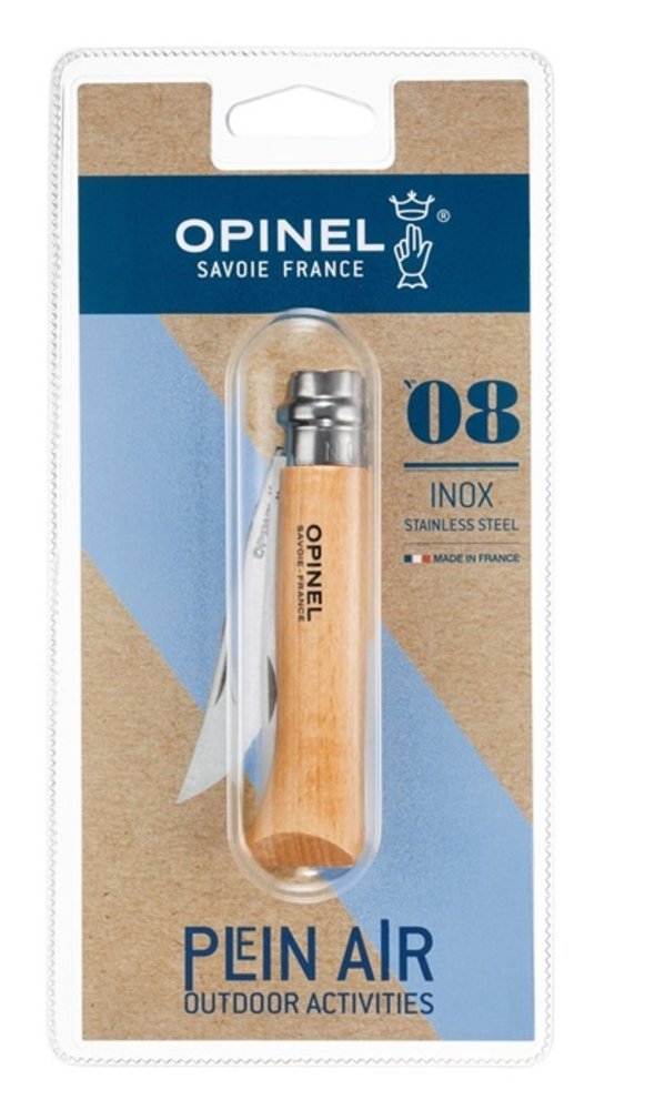 Opinel Opinel Zakmes N°08 Inox - Classic - rvs/hout - Virobloc Opinel Opinel Zakmes N°08 Inox - Classic - rvs/hout - Virobloc