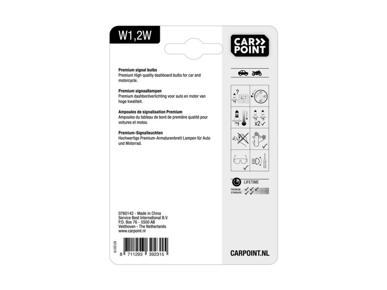 Carpoint Carpoint Premium Autolampen 12V W1.2W 2 Stuks Carpoint Carpoint Premium Autolampen 12V W1.2W 2 Stuks