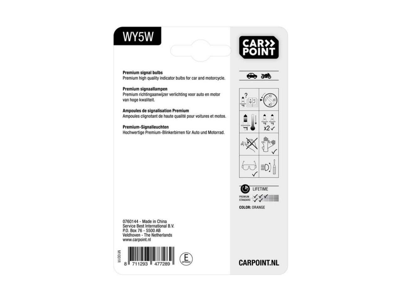 Carpoint Carpoint Premium Autolampen 12V WY5W 2 Stuks Carpoint Carpoint Premium Autolampen 12V WY5W 2 Stuks