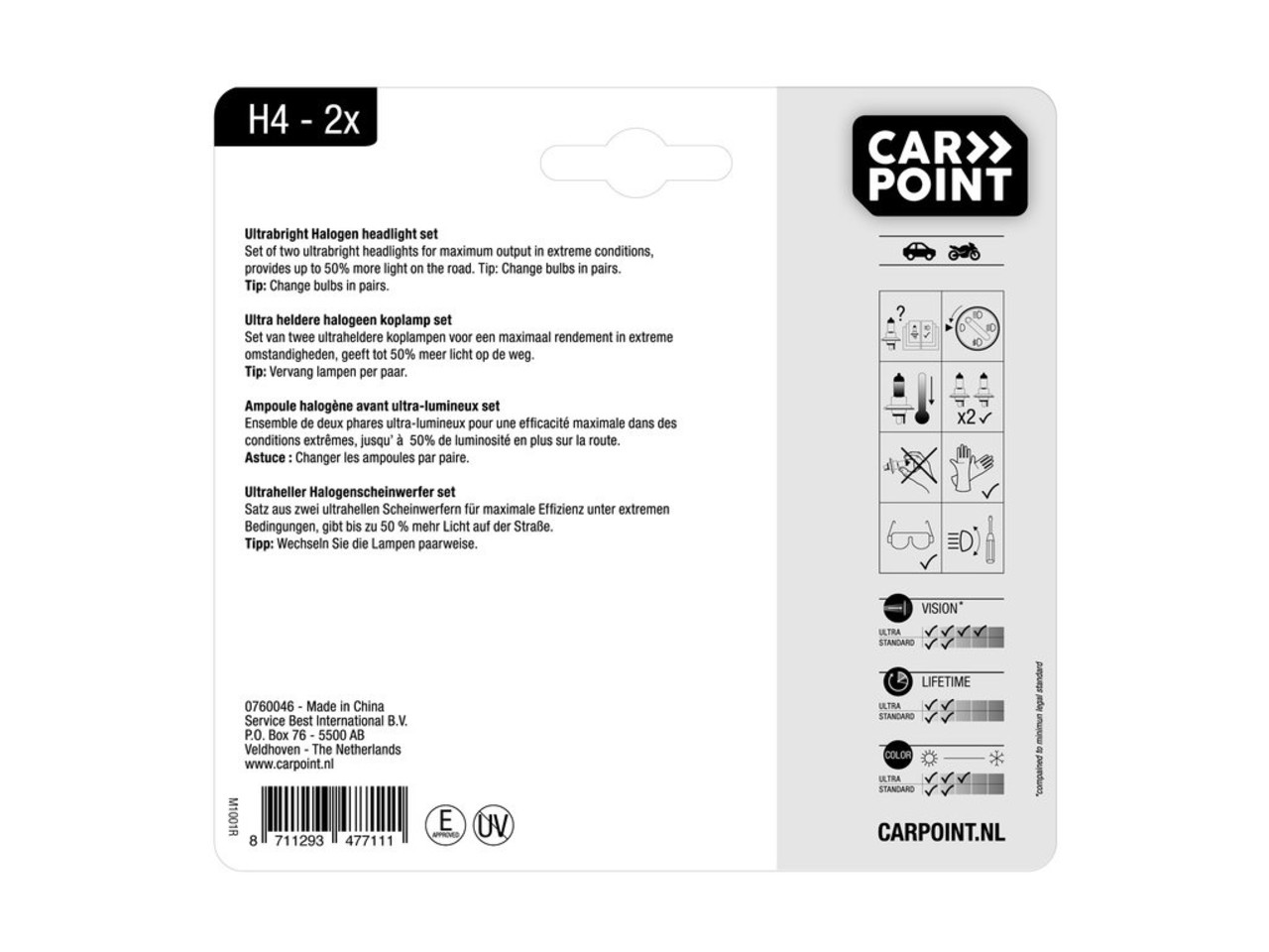 Carpoint Carpoint Ultrabright Autolampen H4 12V 60/55W 2 Stuks Carpoint Carpoint Ultrabright Autolampen H4 12V 60/55W 2 Stuks