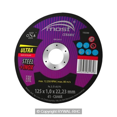 MOST Most Doorslijpschijf Ceramic Ultra 125 x 1mm MOST Most Doorslijpschijf Ceramic Ultra 125 x 1mm